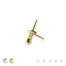 316L SURGICAL STEEL THREADLESS PUSH IN MULTI CZ DAGGER TOP PART
